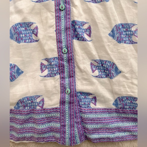 NWT Vineyard Vines Tang Fish Linen Dress White Blue Size M - Picture 10 of 12